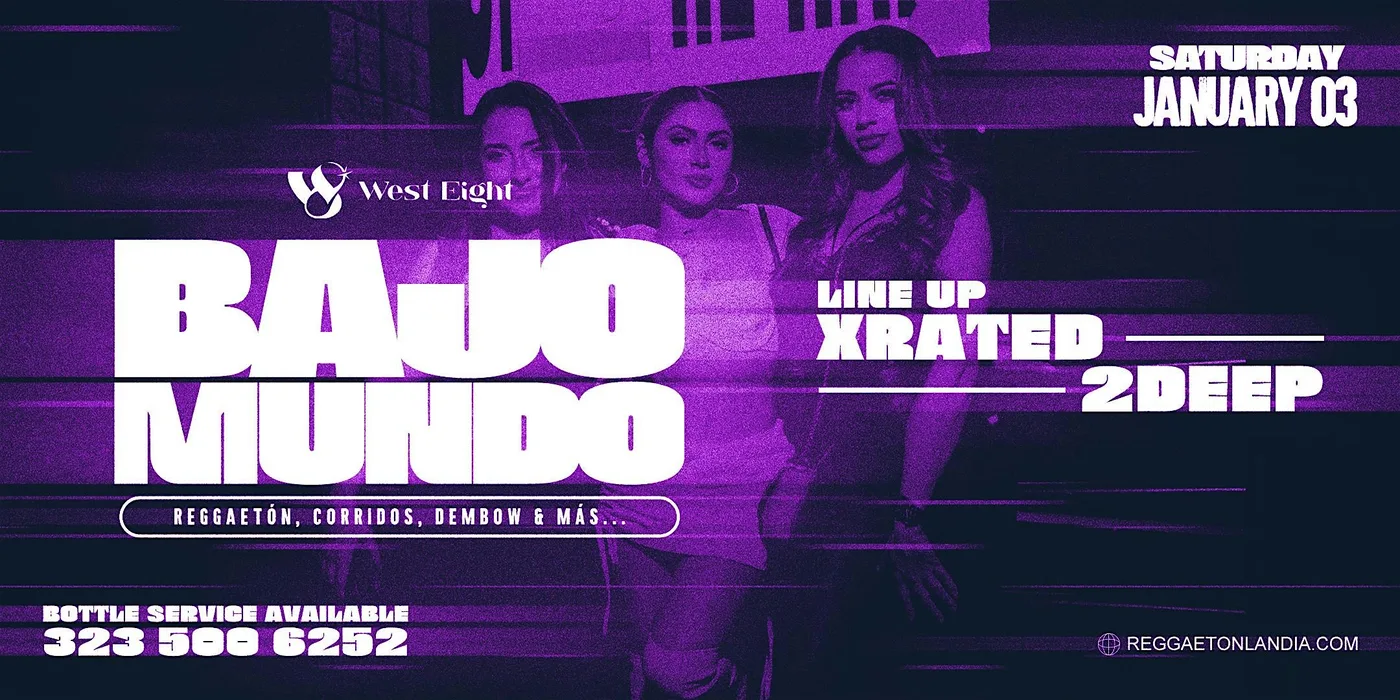 Bajo Mundo flyer for Saturday January 3, 2026 at West Eight